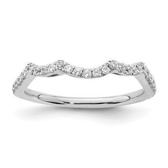 Diamond2Deal 14k White Gold 1/3 Ct Diamond Contoured Wedding Band Ring