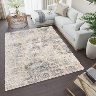 Tapiso Alfombra shaggy de polipropileno en beige claro y gris 80x150 cm