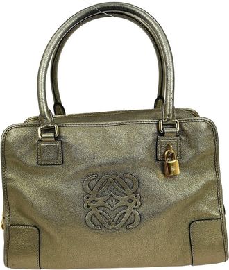 Loewe Amazona Bag Leather Gold Leather Handbag (Pre-Owned)