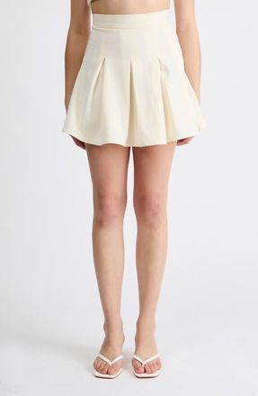 Extro&Vert Juliet Pleated Skater Miniskirt in Ivory at Nordstrom, Size X-Small