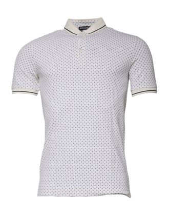 Dolce & Gabbana Mens Polka Dot Cotton Polo White