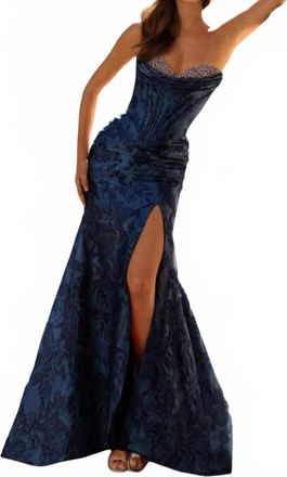 Sherri Hill Strapless Sweetheart Dress In Navy