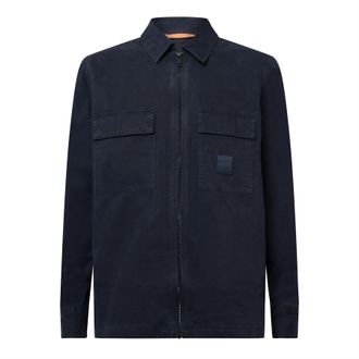HUGO BOSS Mens Boss Lovel Zip Overshirt in Dark Blue