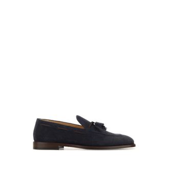 Brunello Cucinelli Brunello Cucinelli, Loafers, male, Blue, Size: 10 US Suede Loafers with Tassels
