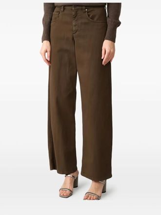 Brunello Cucinelli wide-leg trousers - women - Fabric - 44 - Brown