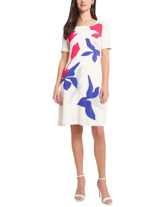 Ming Wang Ming Wang Floral Applique A-Line Soft Knit Dress
