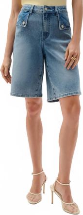 Joseph Ribkoff High Waisted Knee-Length Short In Light Wash