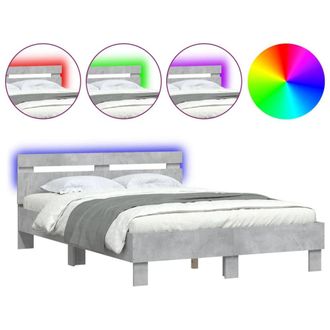 Berkfield Home Bed Frame with LED without Mattress Concrete Grey 120x200 cm | Size: Small Double