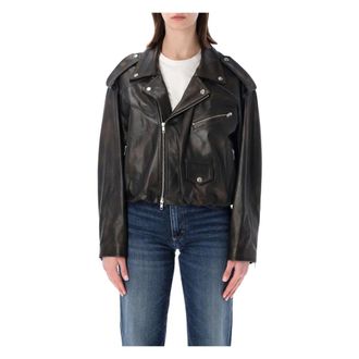 S.W.O.R.D 6.6.44 Chiodo Elastic - Dames - Leren en Su&egrave;de Jassen - Zwart - M - Leer - Jassen