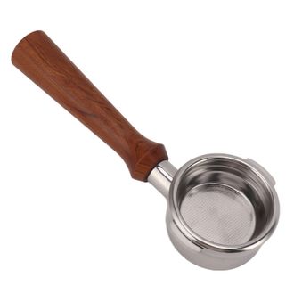 OEM Portafiltro De 58 Mm Sin Fondo, De Acero Inoxidable Con 2 Orejas Y Mango De Madera Desmontable, Accesorio Para Cafetera Breville Serie 9