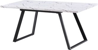 Life Interiors Life Interiors - Mesa De Comedor Extensible Individual Toga, Patas De Metal Macizo Y Tapa De Madera, Blanco - White