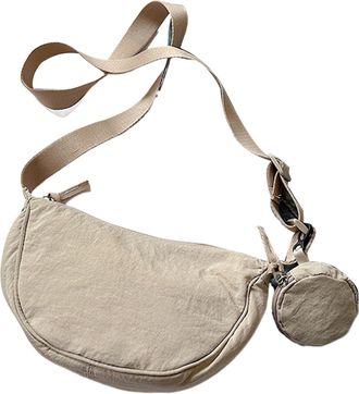 Generic Small Nylon Crescent Bag - Stylish Sling Shoulder Pack for Women and Men | Adjustable Strap with Compact Storage, Lightweight Design for Work, Travel 