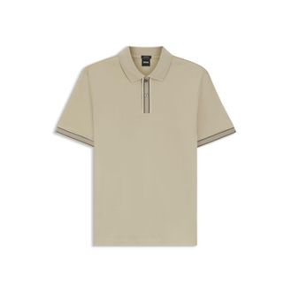 BOSS Striped-trim polo shirt in mercerised cotton