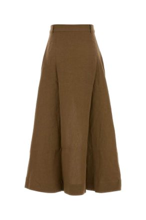 Le Kasha Womens Brown Linen Skirt Tabacco Exterior: Gonne