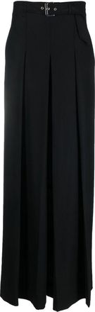 Alberta Ferretti belted-waist wide-leg trousers - women - Virgin Wool/Spandex/Elastane - 40 - Black