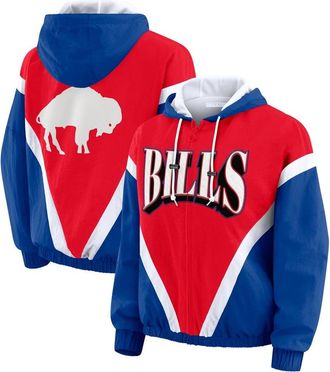 WEAR by Erin Andrews Womens WEAR by Erin Andrews Red/Royal Buffalo Bills Plus Size Retro Crinkle Full-Zip Windbreaker Jacket at Nordstrom, Size 2X