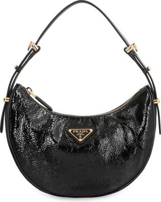 Prada Tassen, Dames, Zwart, ONE Size, Leer, Arqu&eacute; Patent Schoudertas