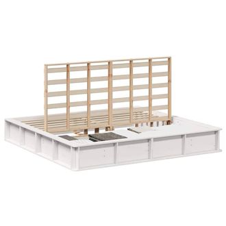 Berkfield Home Beautiful Bed Frame with Storage White 180 x 200 cm Solid Pine Wood