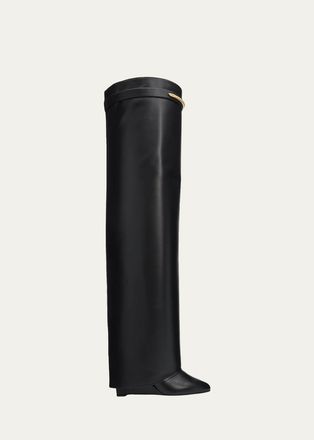 Givenchy 90mm Shark Pinch Leather Over-the-Knee Boots