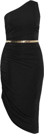 City Chic Slink Ruched One-Shoulder Body-Con Dress in Black at Nordstrom, Size 10W
