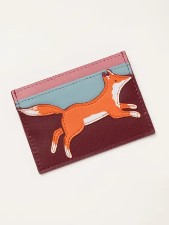 Fat Face FatFace Burgundy Red Applique Fox Card Holder