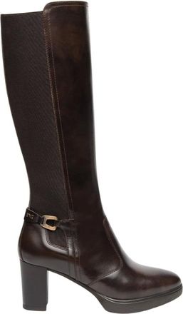 Nero Giardini Stivali in Pelle e Tessuto da Donna - - Shoes - Donna - Marrone - 36 EU