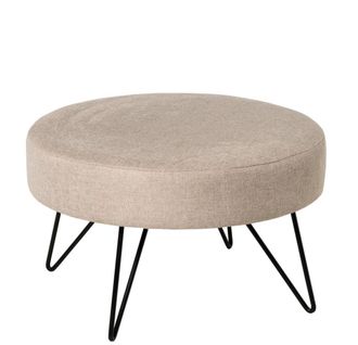 Koketto Home Puff redondo beige con patas de metal negro