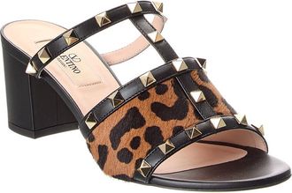 Valentino Rockstud 60 Haircalf & Leather Sandal