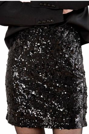 Apricot Mini Sequins Skirt In Black