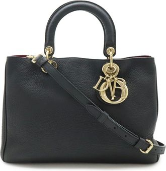 Dior Black Purple Leather Handbag Shoulder Bag Tote Bag (Pre-Owned)