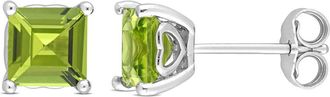 Amour 2 3/8 CT TGW Square Peridot Stud Earrings in Sterling Silver