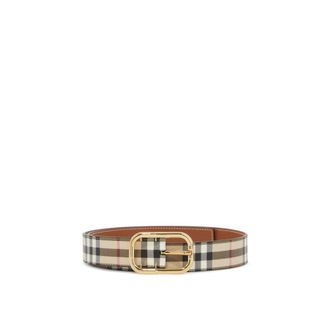 Burberry Belts, female, Beige, Size: S Coated Canvas Check Pattern Belt