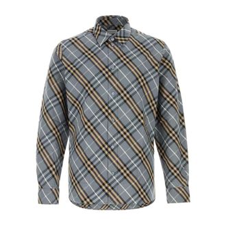 Burberry Casual Shirts, male, Multicolor, Size: XL Embroidered Poplin Shirt