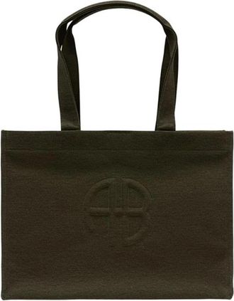 Anine Bing Embossed Logo Tote Bag - Dames - Shoppers - Groen - ONE Size - Katoen - Tassen