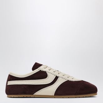 Dries Van Noten Sneakers in pelle scamosciata viola scuro/beige