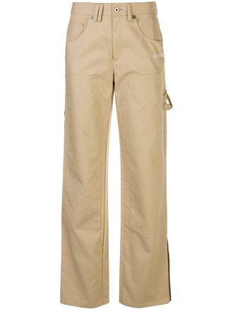 Off-white punch hole Arrows logo trousers - women - Cotton - 40 - Neutrals