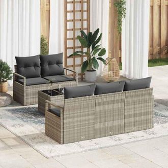 vidaXL Vidaxl - Conjunto De Sof&aacute; De Jard&iacute;n 6 Pcs Gris Claro 55 X 55 X 37 Cm