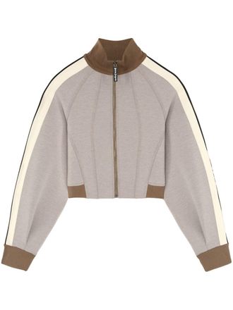 Palm Angels zip-up track jacket - women - Polyester/Rayon/Spandex/Elastane/Cotton - M - Neutrals