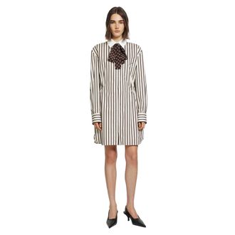 Valentino Short Dress In Printed Striped Poplin