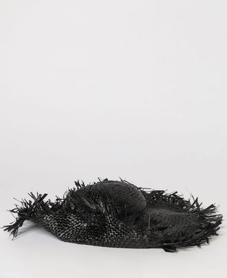 Emporio Armani Cappello in rafia intrecciata con profili sfrangiati