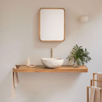 Sklum Conjunto De Mueble De Ba&ntilde;o 130x45 Cm Suspendido En Madera De Teca Neill Sklum