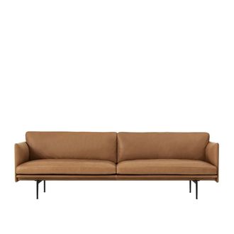 MUUTO Outline Sofa 3-Sitzer, cognac Refine Leder / schwarz