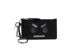 Fendi Vitello Liberty Studded Coin Pouch Key Case Womens Ardesia (Pre-Owned)