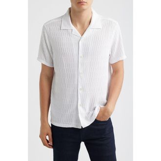 Robert Barakett Vaerik Textured Camp Shirt in Optic White at Nordstrom, Size Xx-Large