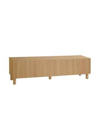 Deco Wood Mueble tv de madera de chapa de roble natural 160x40cm
