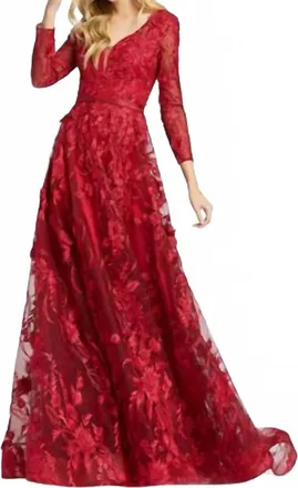 Mac Duggal Long Sleeveless Jersey Knit Dress In Cranberry