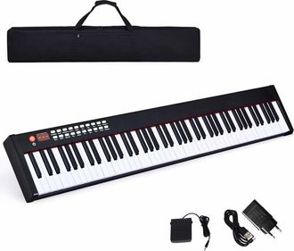 Costway Costway - Teclado Piano Digital De 88 Teclas Con Bluetooth/128 Ritmos/midi/interfaz Usb Y Estuche De Transporte Regalo Para Ni&ntilde;os Y Principiantes