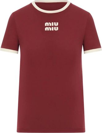 Miu Miu contrast-trim T-shirt - Red