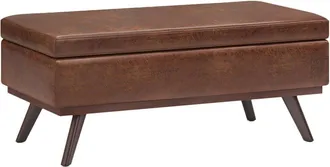 Simpli Home Owen 42In Mid Century Modern Rectangle Lift Top Large Coffee Table Storage Ottoman