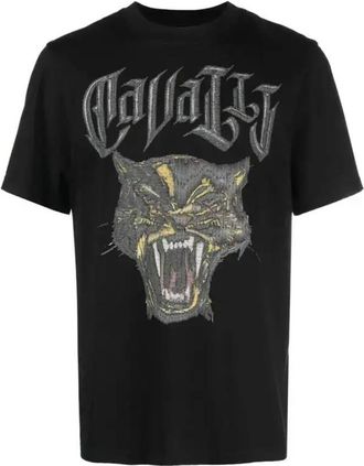 Roberto Cavalli Panther Logo-Embroidered Cotton T-Shirt, Size X-Large